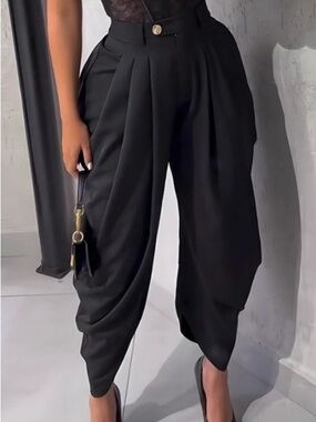 High-Waist Draped Harem Pants